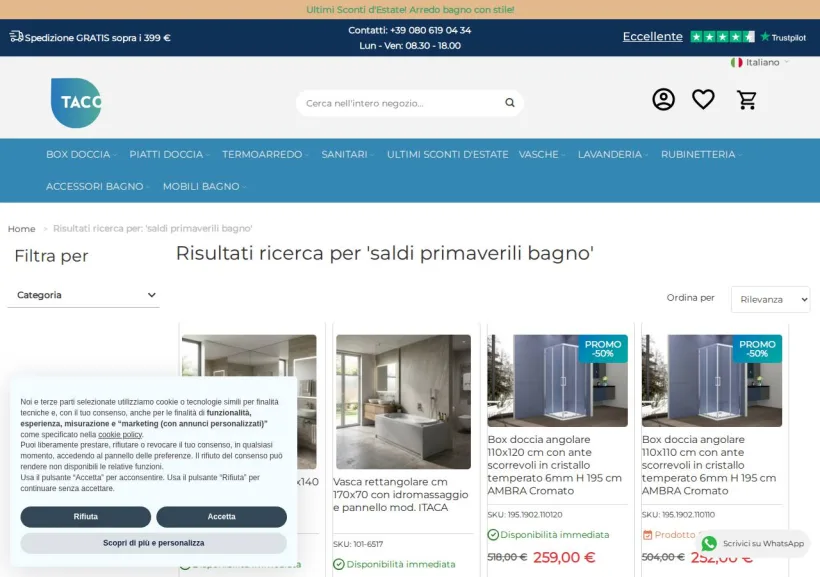 Schermata della pagina offerta di Taco Shop