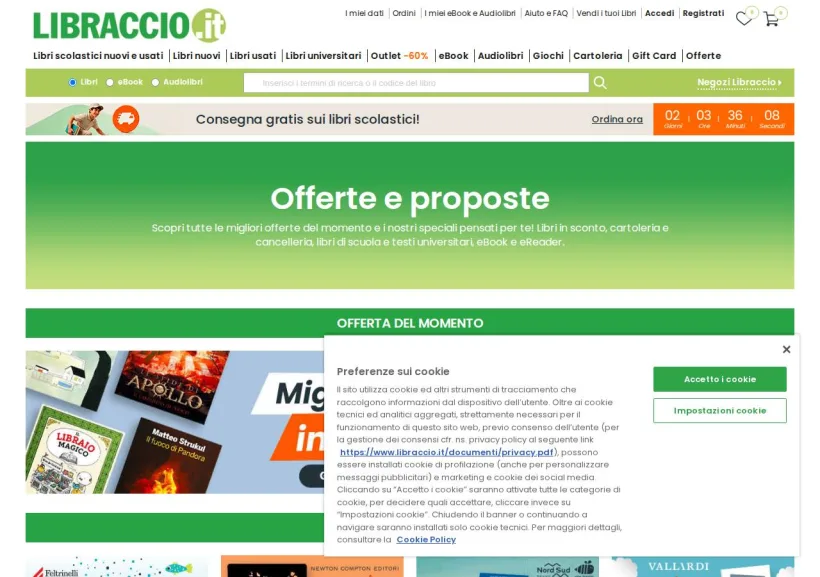 Schermata della pagina offerta di Libraccio