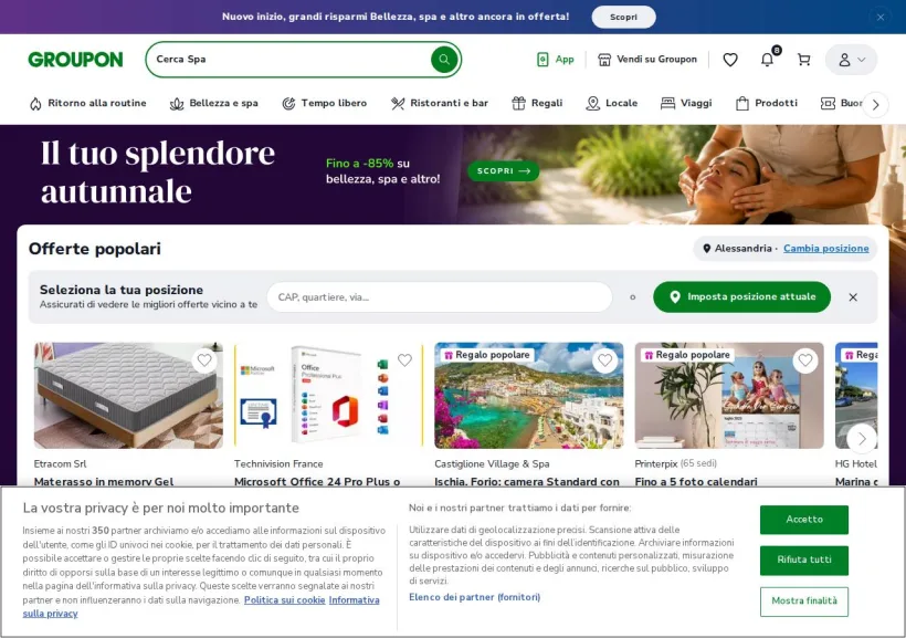 Schermata della pagina offerta di Groupon