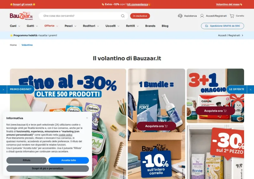 Schermata della pagina offerta di Bauzaar