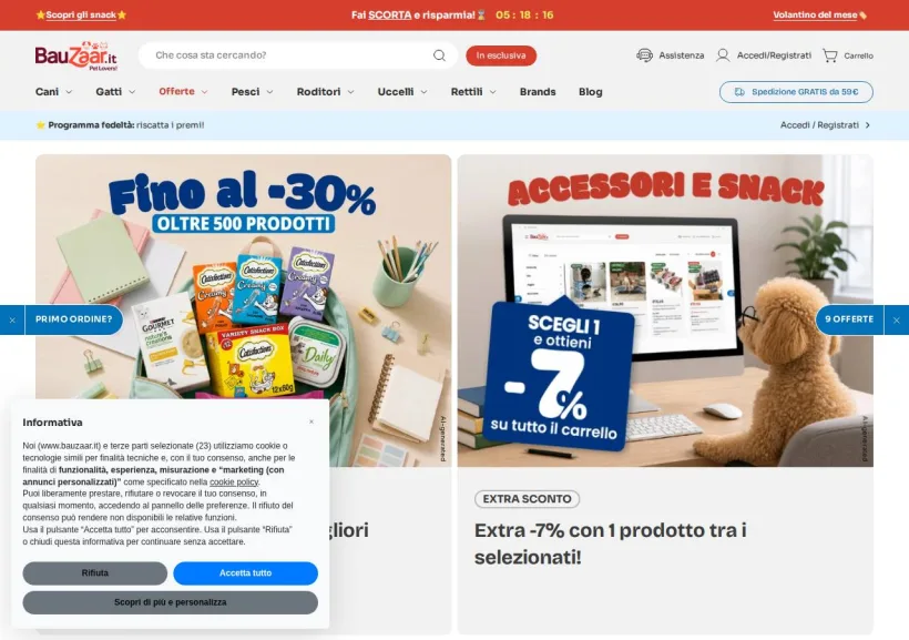 Schermata della pagina offerta di Bauzaar