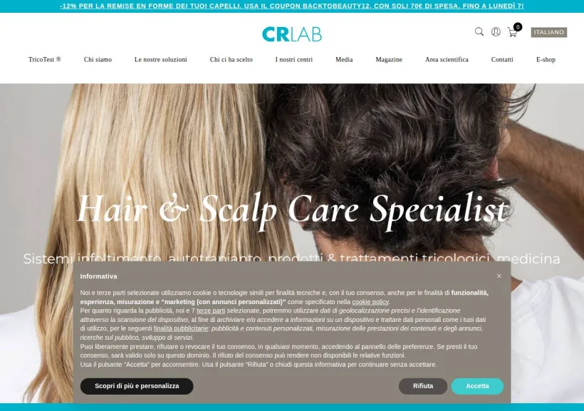 Schermata della pagina offerta di CRLab