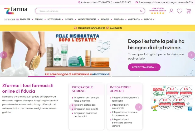 Schermata della pagina offerta di ZFARMA