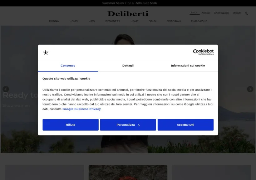 Schermata della pagina offerta di Deliberti