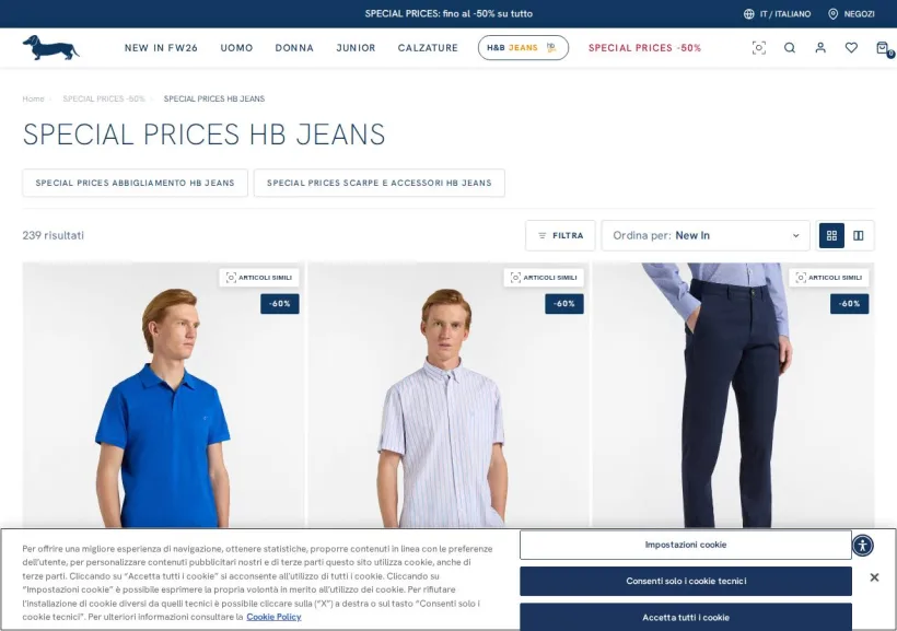 Schermata della pagina offerta di Harmont & Blaine
