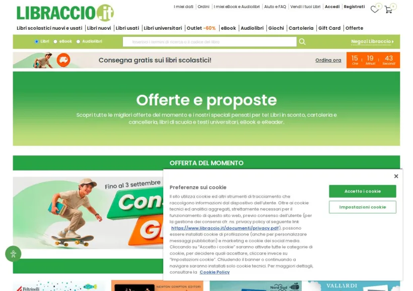 Schermata della pagina offerta di Libraccio