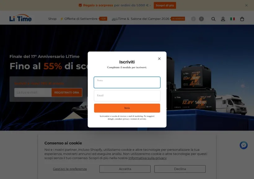 Schermata della pagina offerta di LiTime
