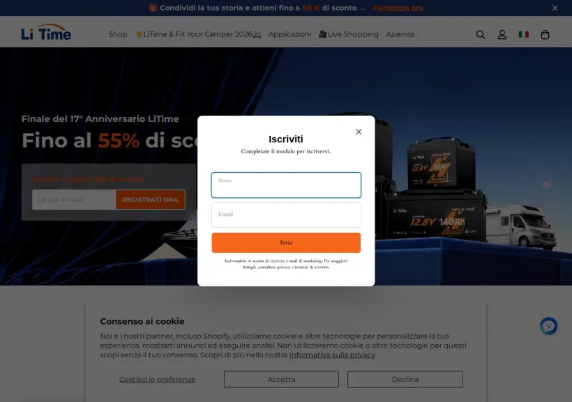 Schermata della pagina offerta di LiTime