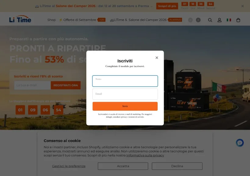 Schermata della pagina offerta di LiTime