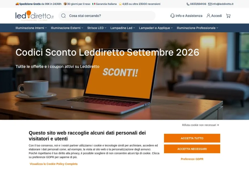 Schermata della pagina offerta di LEDdiretto