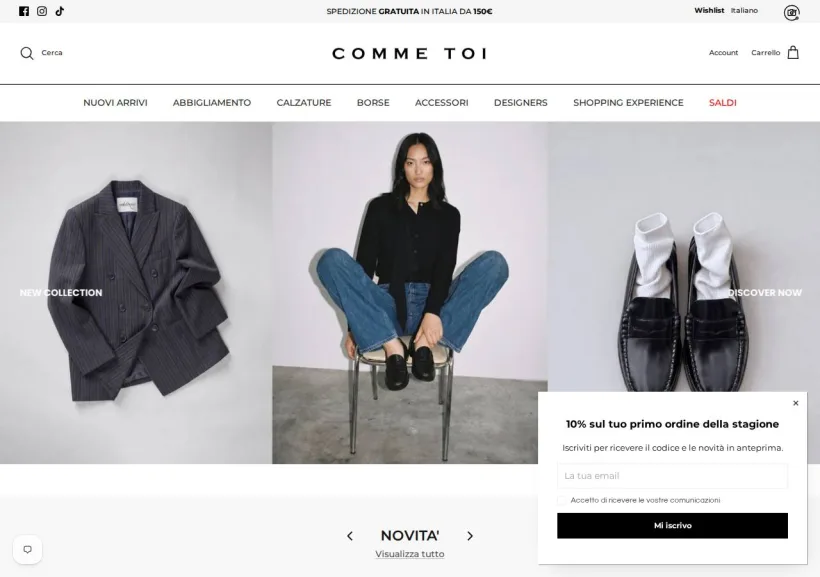 Schermata della pagina offerta di Comme Toi