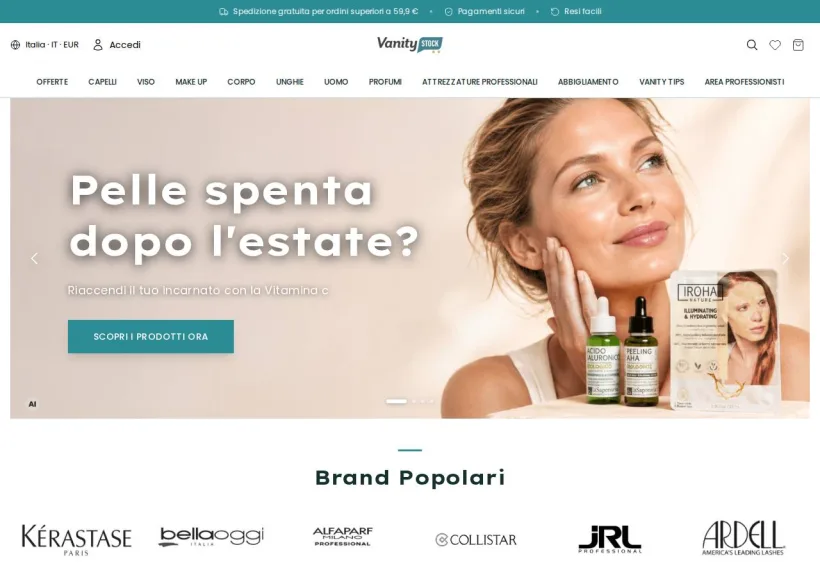 Schermata della pagina offerta di VanityStock.com