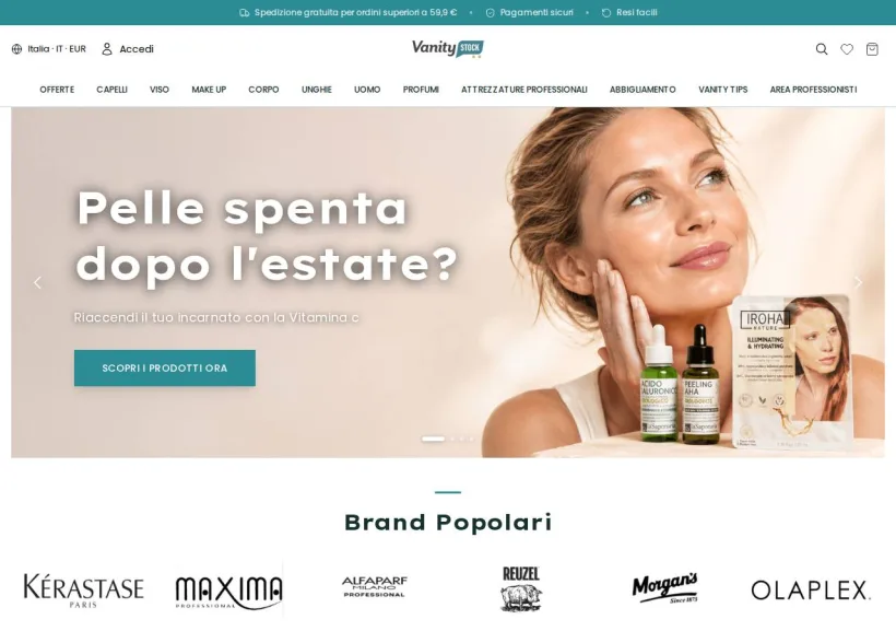 Schermata della pagina offerta di VanityStock.com