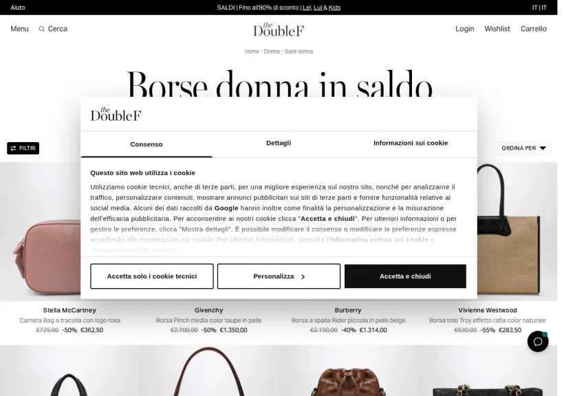 Schermata della pagina offerta di The Double F
