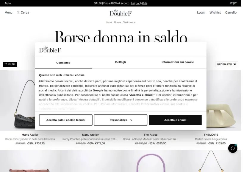 Schermata della pagina offerta di The Double F