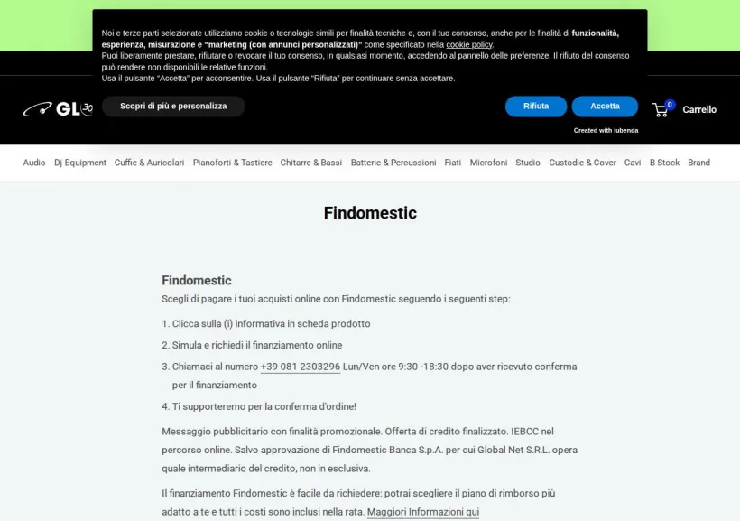 Schermata della pagina offerta di GLOBAL NET