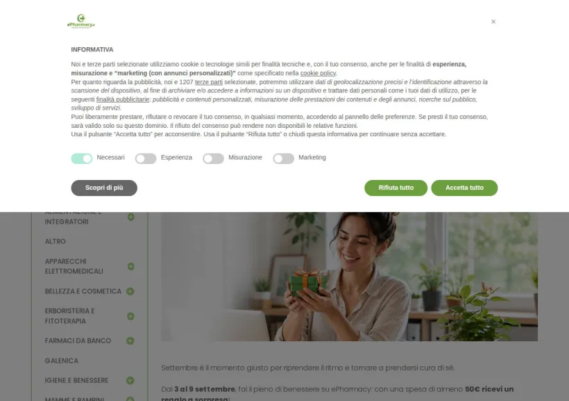 Schermata della pagina offerta di ePharmacy