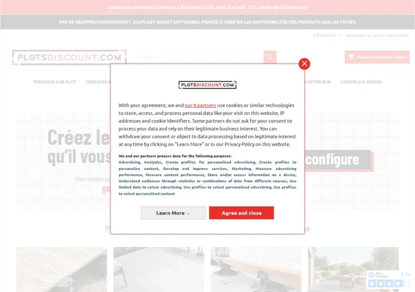 Schermata della pagina offerta di Plots discount FR