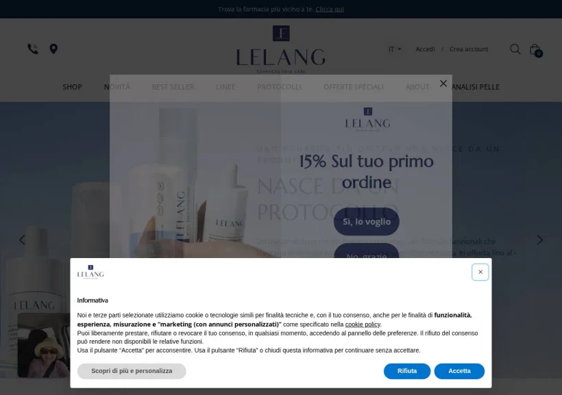 Schermata della pagina offerta di Lelang Skincare