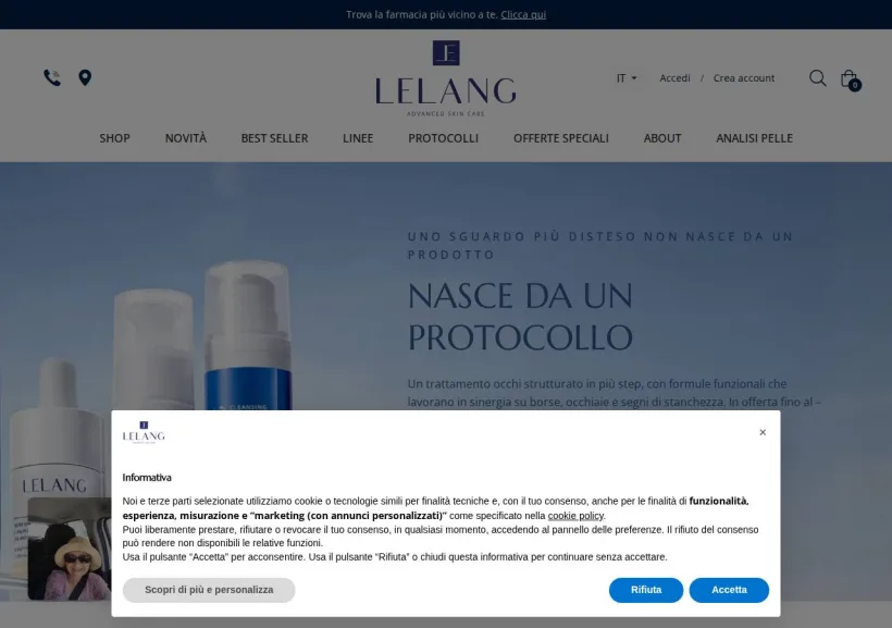 Schermata della pagina offerta di Lelang Skincare