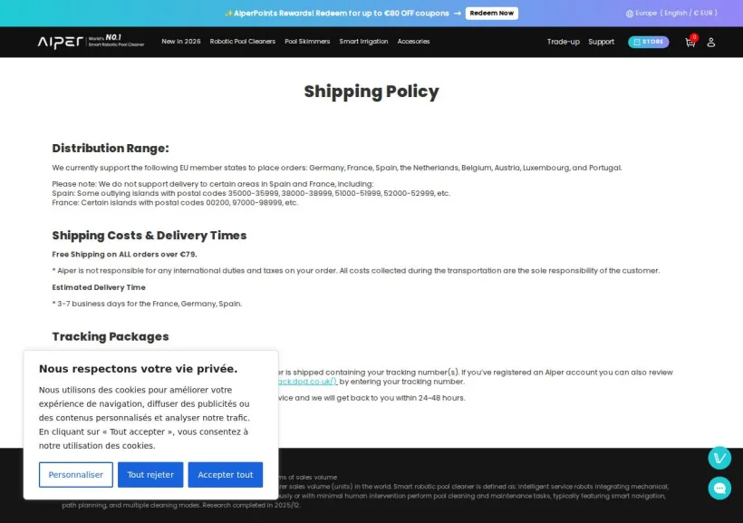 Schermata della pagina offerta di Aiper
