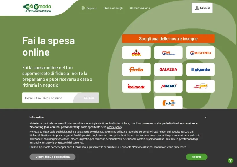 Schermata della pagina offerta di CosiComodo