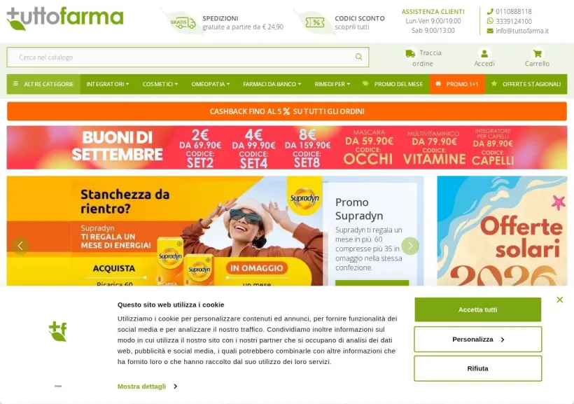 Schermata della pagina offerta di Tuttofarma