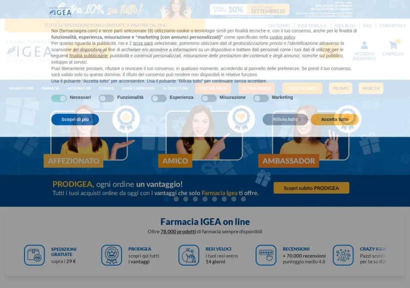 Schermata della pagina offerta di Farmacia Igea