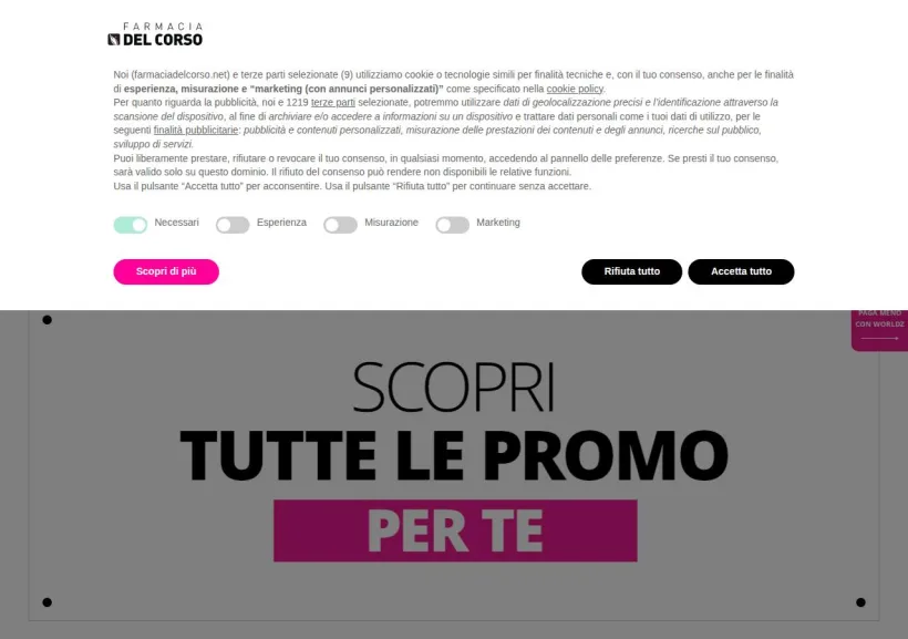 Schermata della pagina offerta di Farmacia del Corso