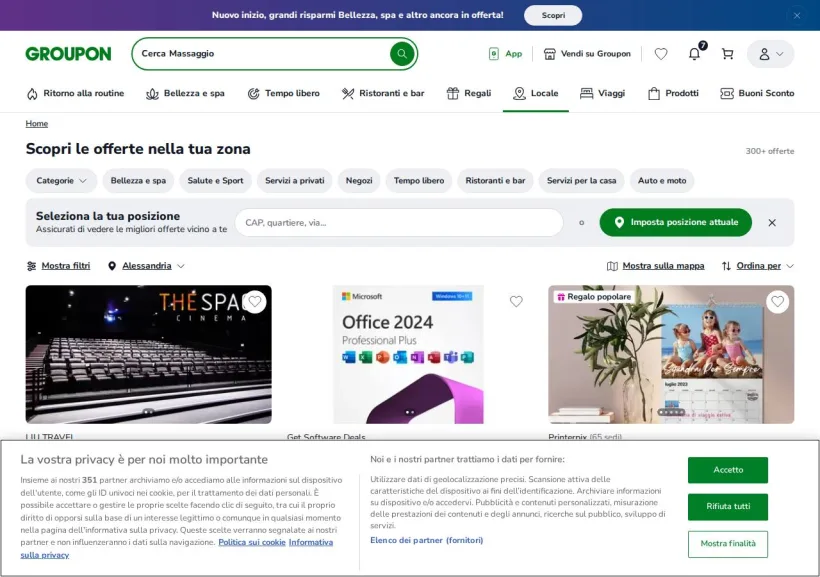 Schermata della pagina offerta di Groupon