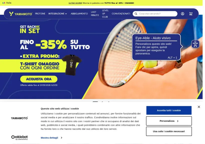 Schermata della pagina offerta di Yamamoto