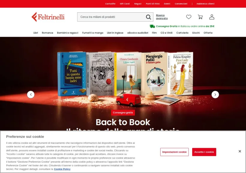 Schermata della pagina offerta di La Feltrinelli