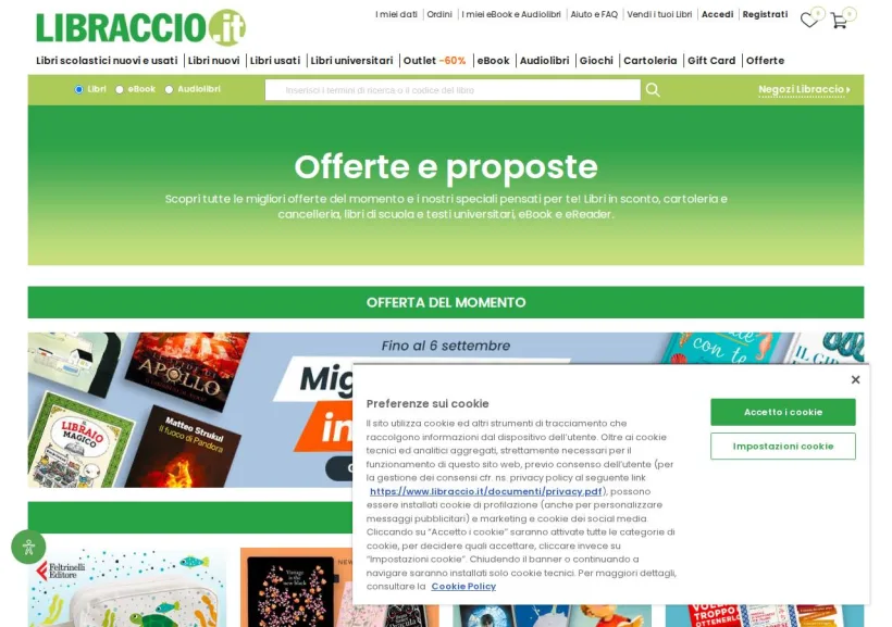 Schermata della pagina offerta di Libraccio