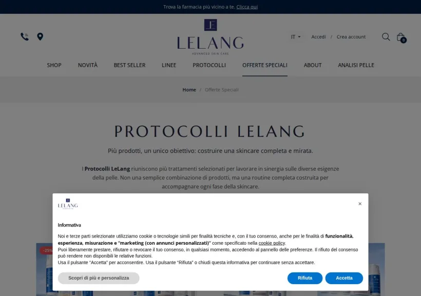 Schermata della pagina offerta di Lelang Skincare
