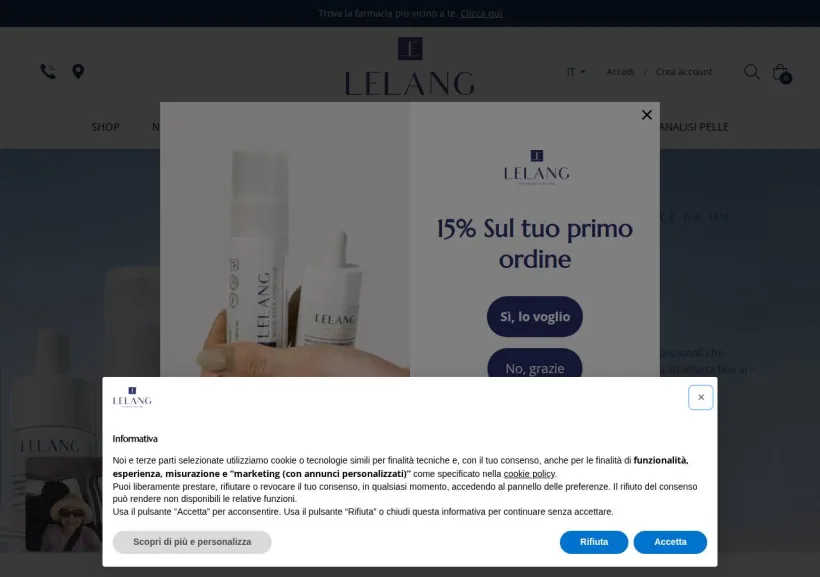 Schermata della pagina offerta di Lelang Skincare