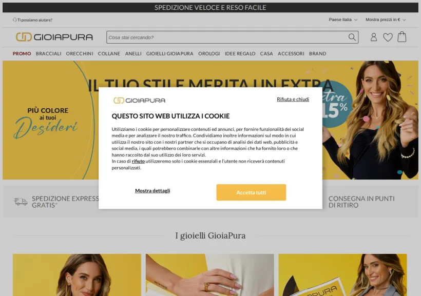 Schermata della pagina offerta di GioiaPura