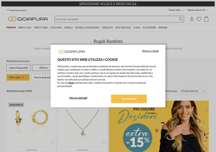 Schermata della pagina offerta di GioiaPura