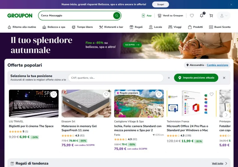 Schermata della pagina offerta di Groupon