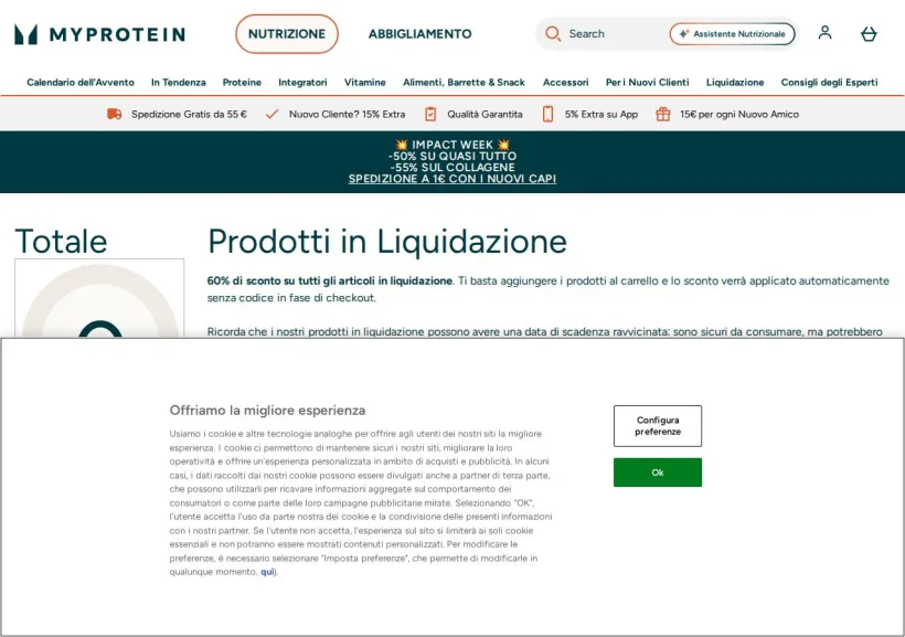 Schermata della pagina offerta di MyProtein