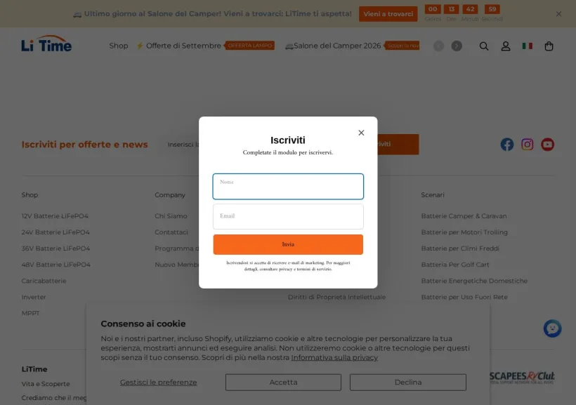 Schermata della pagina offerta di LiTime