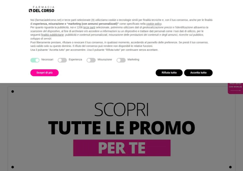 Schermata della pagina offerta di Farmacia del Corso