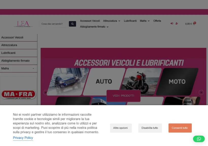 Schermata della pagina offerta di Lealine