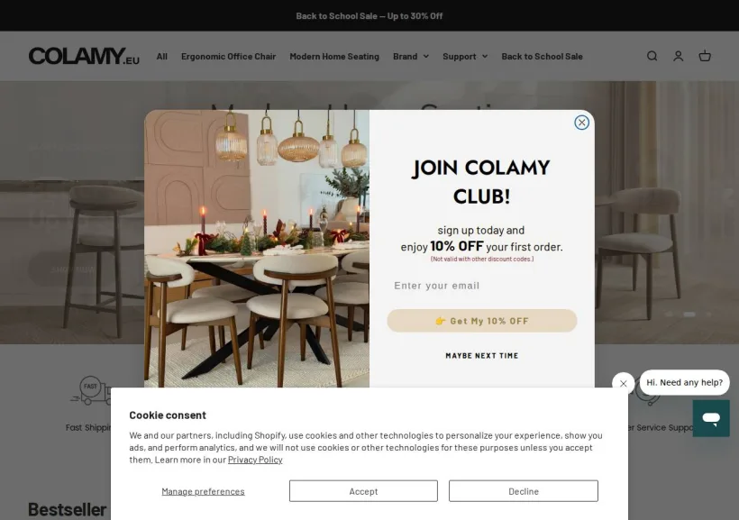 Schermata della pagina offerta di COLAMY.EU