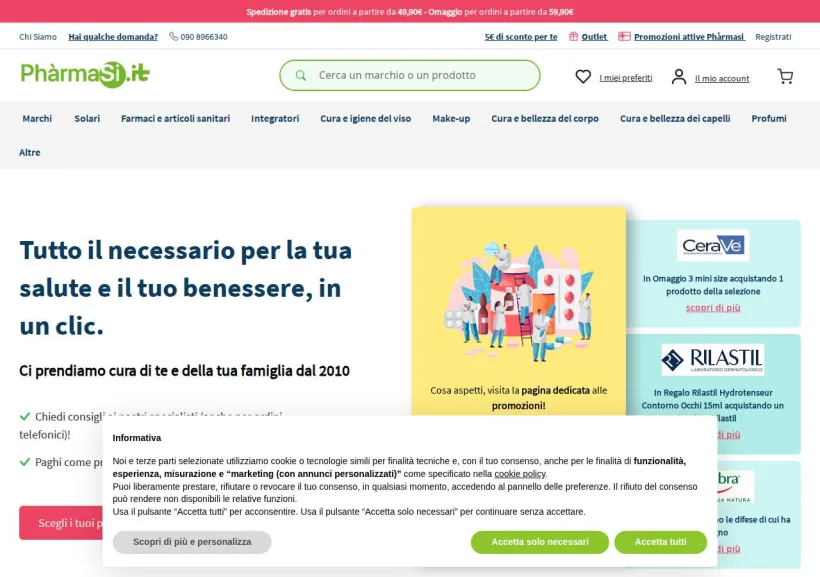 Schermata della pagina offerta di Pharmasi