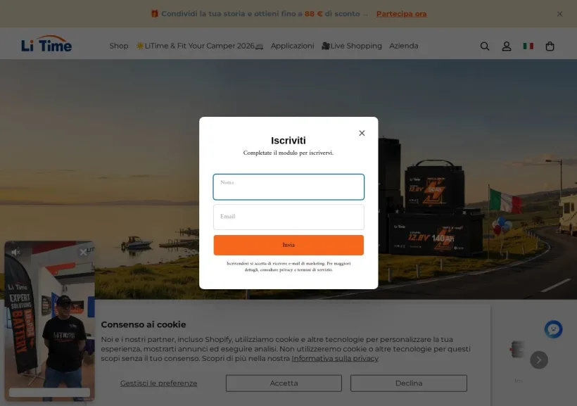 Schermata della pagina offerta di LiTime