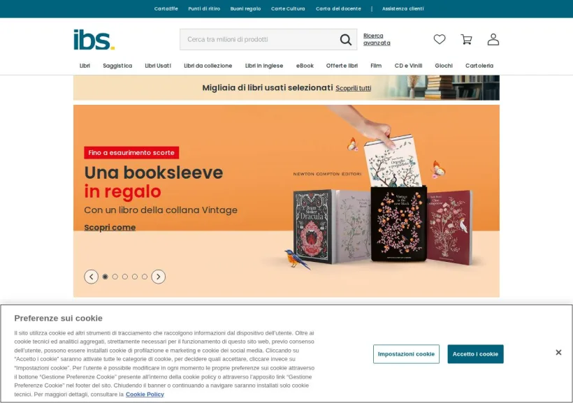 Schermata della pagina offerta di IBS