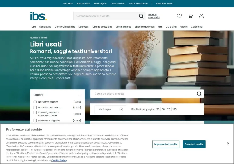 Schermata della pagina offerta di IBS