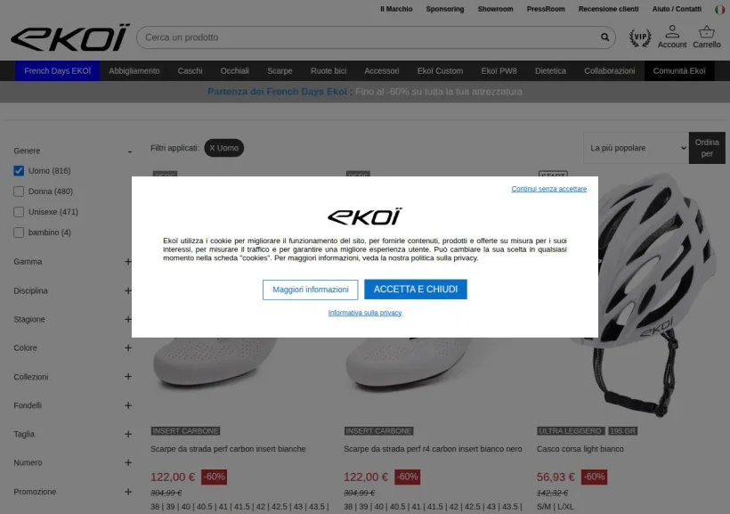 Schermata della pagina offerta di Ekoi