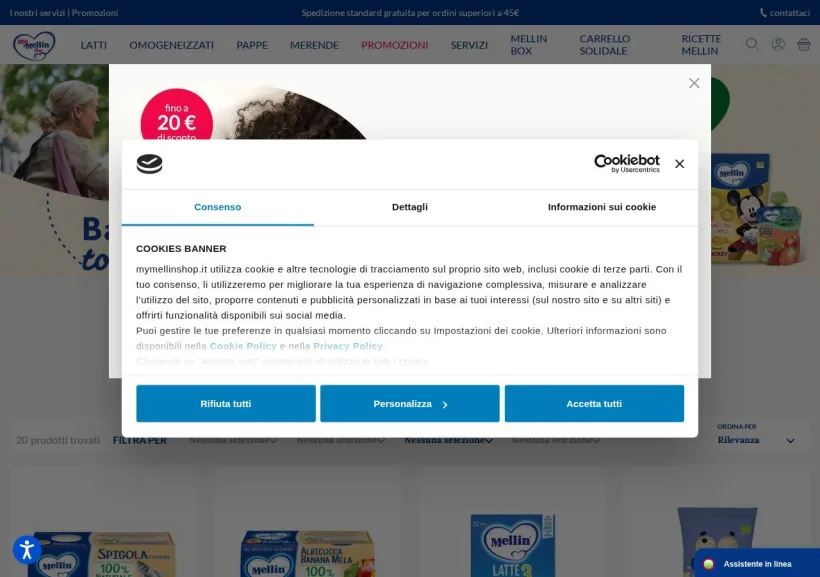 Schermata della pagina offerta di My Mellin shop