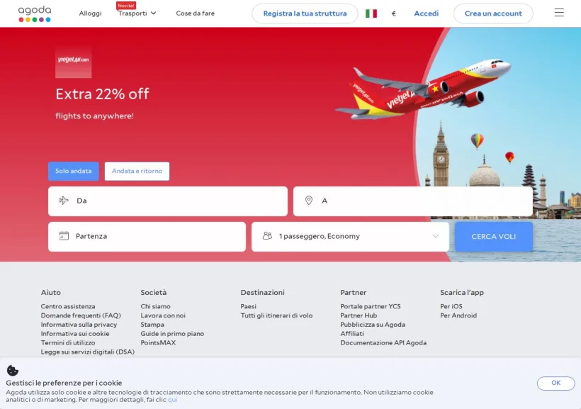 Schermata della pagina offerta di Agoda